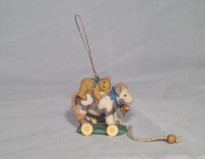 Antique Toy Cow with Bear